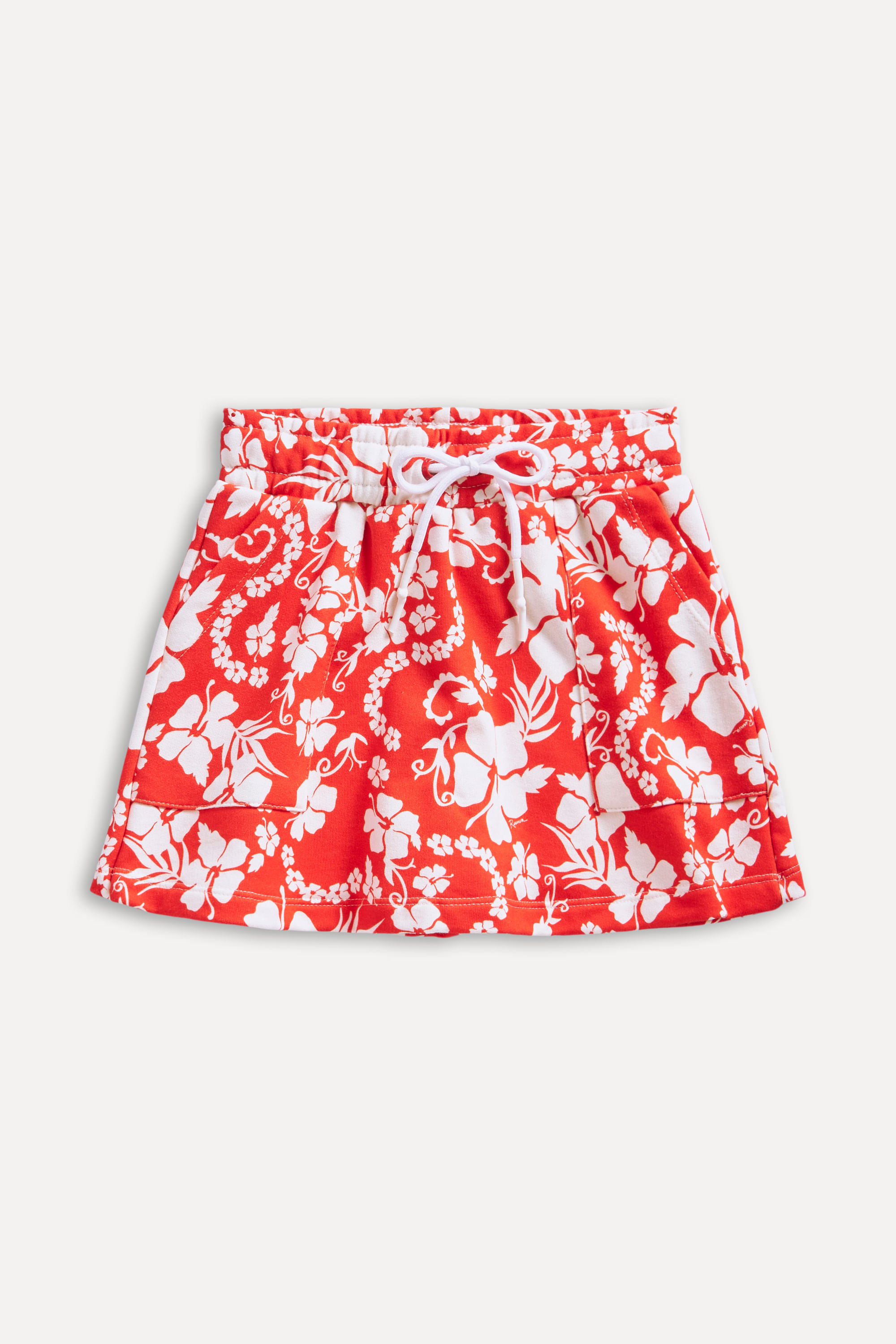 Short Saia Menina Hibisco Vermelho