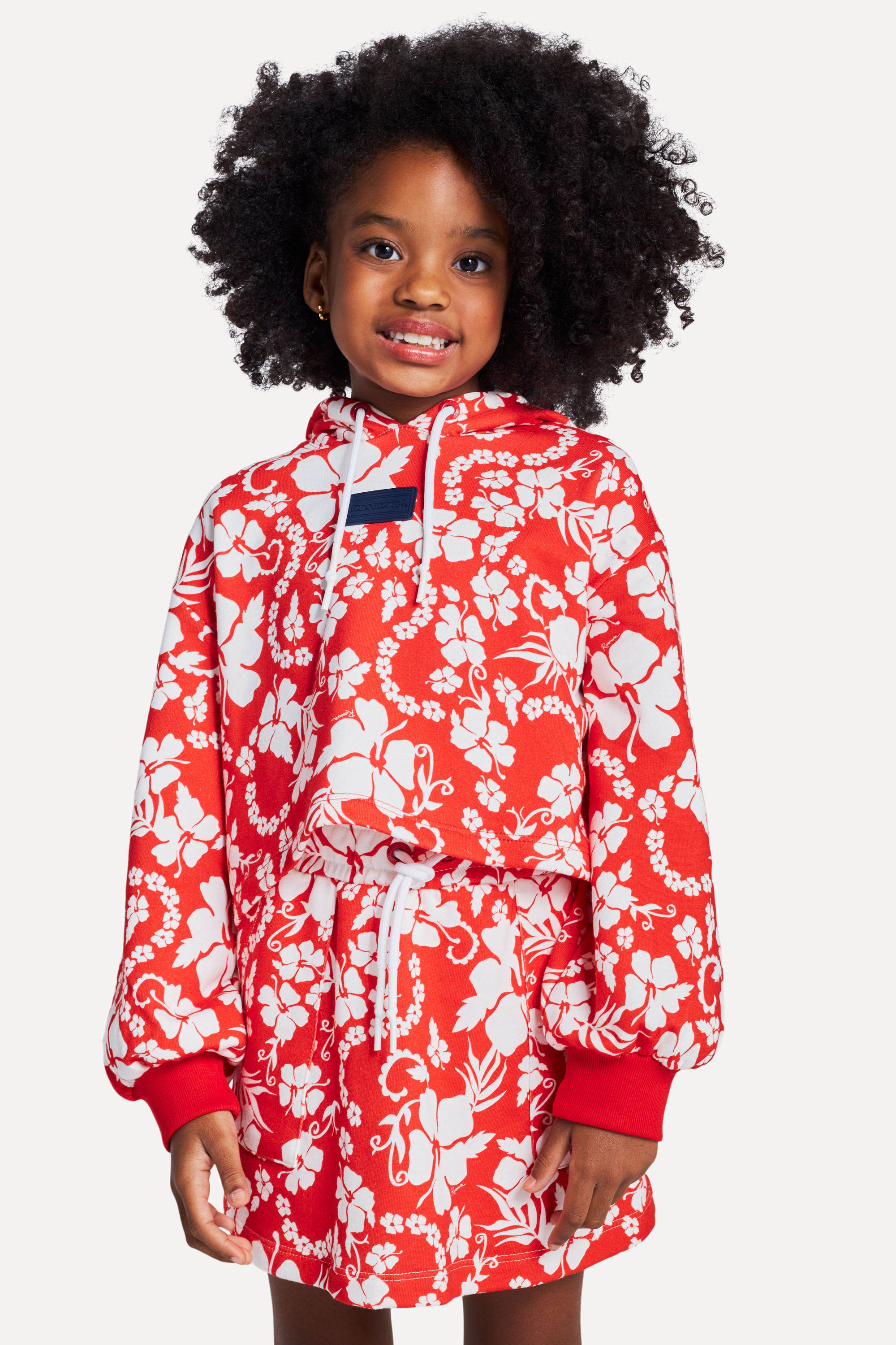 Moletom Cropped Menina Hibisco Vermelho