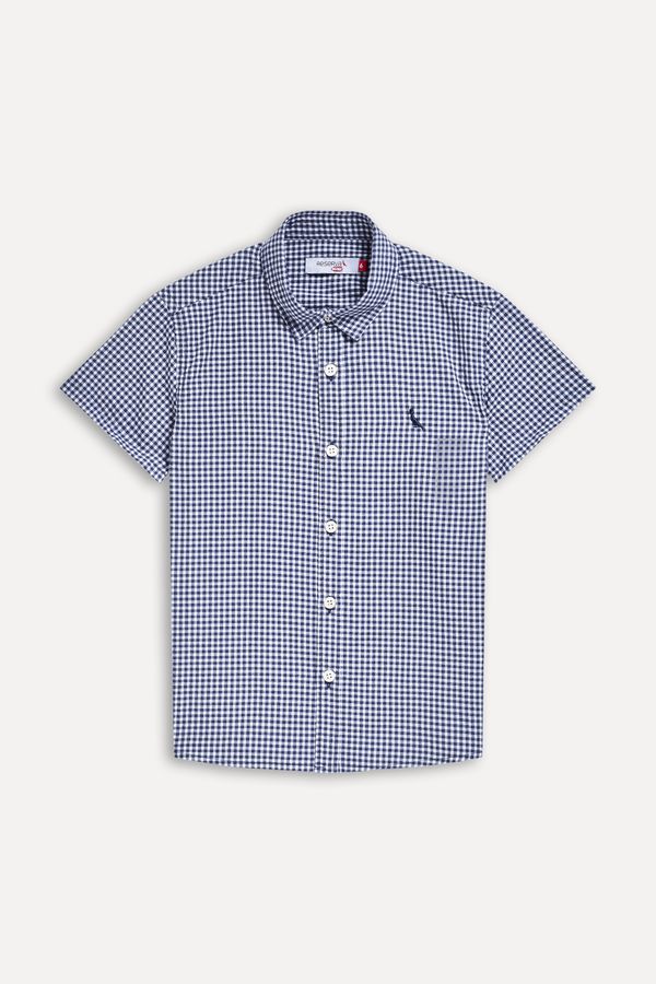Camisa Mini Xadrez Azul Onda