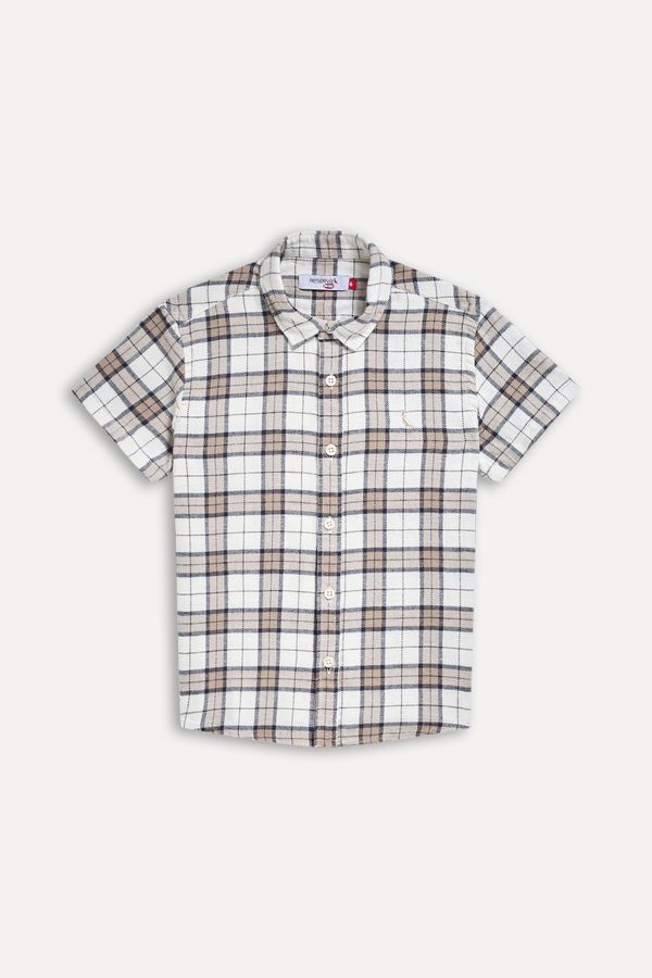 Camisa Mini Flanela Xadrez Khaki