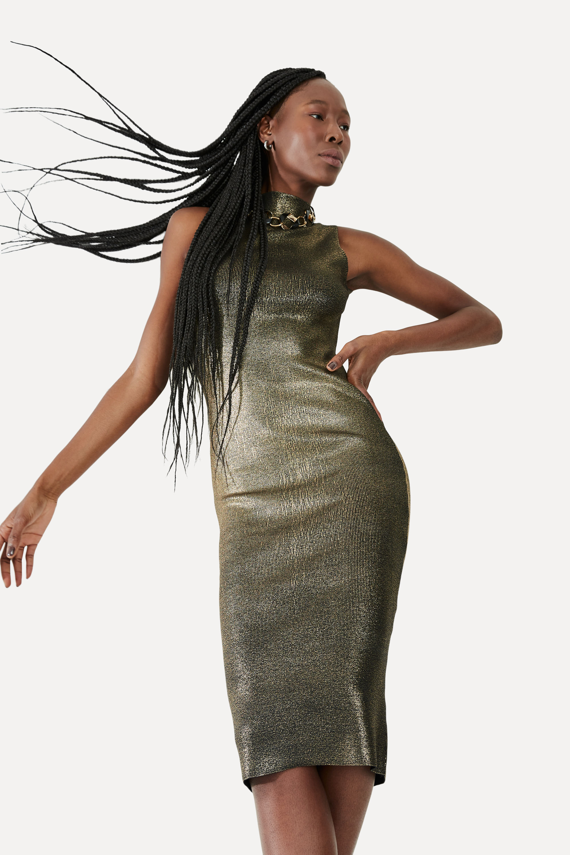 Vestido Tricot Foil Midi