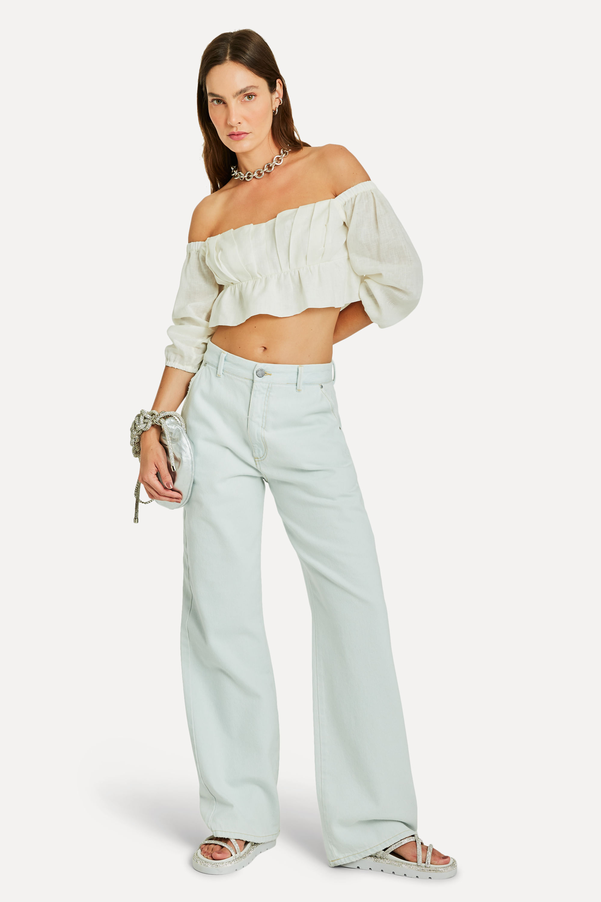 Calca Jeans Wide Leg Anny Delave