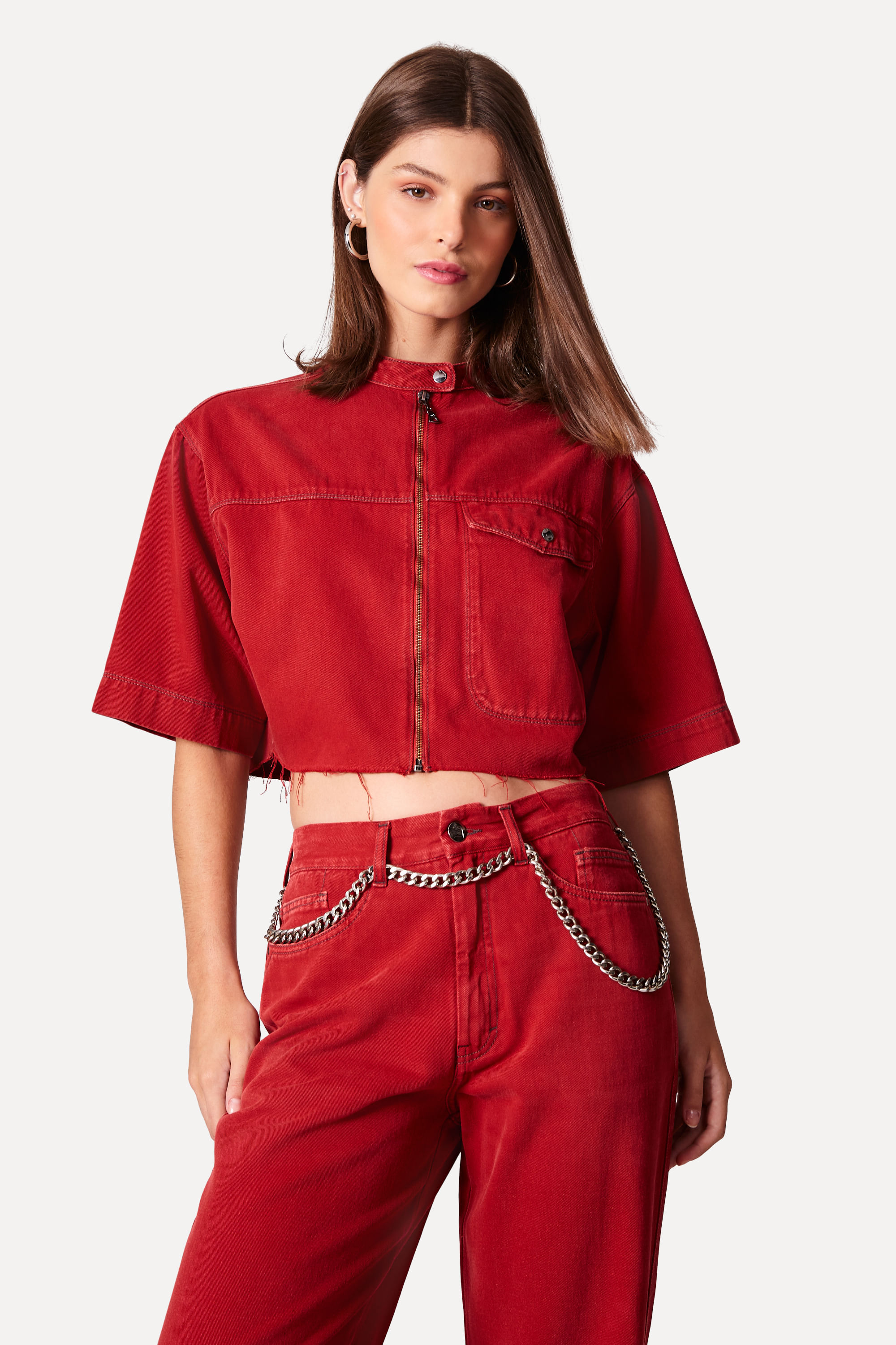 Camisa Sarja Cropped Color