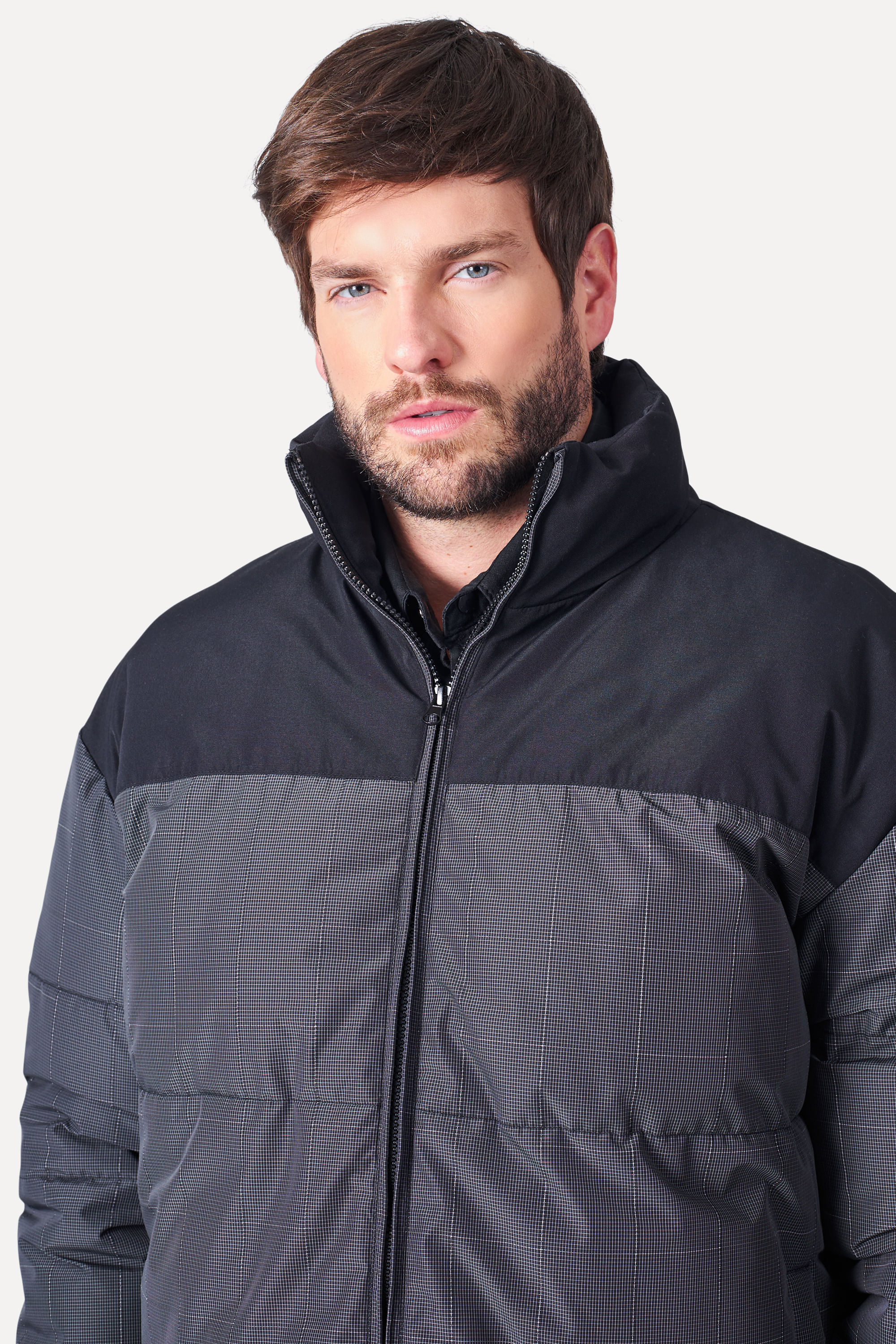 Jaqueta Dupla Face Puffer Grid