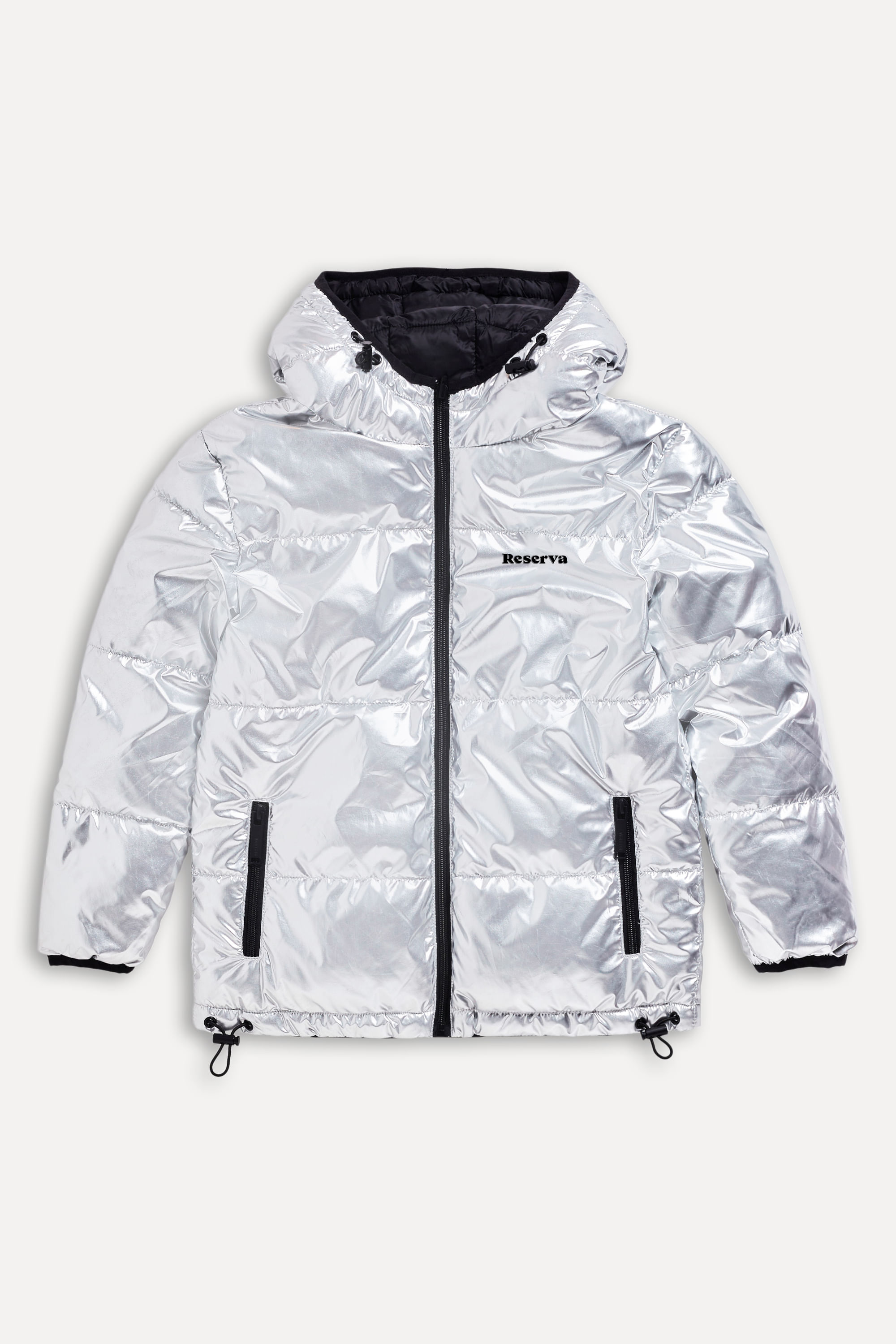 Jaqueta Puffer Mini Double Face Silver