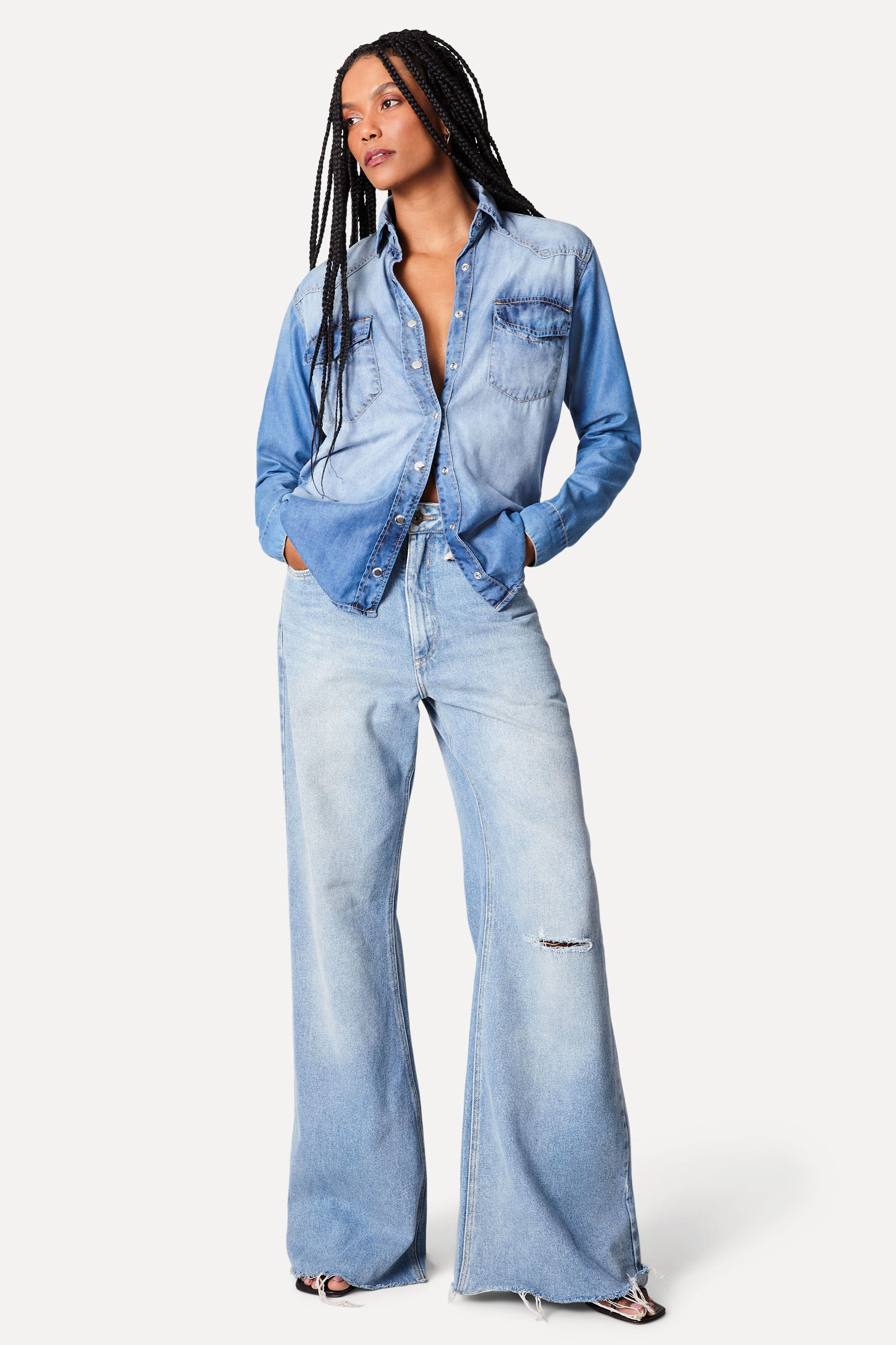 Camisa Jeans Western Basic