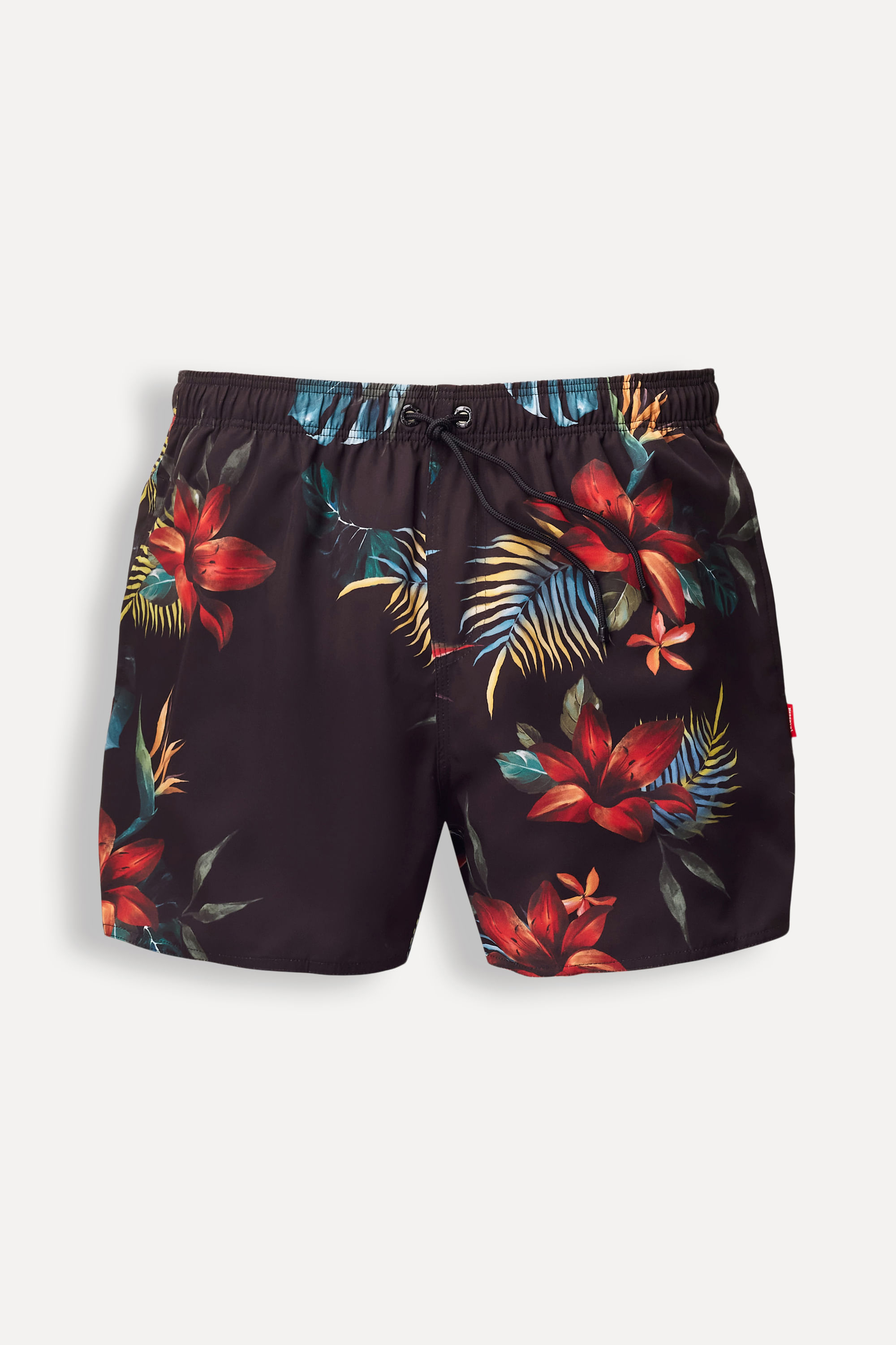 Short Praia Estampado Tropica Preto