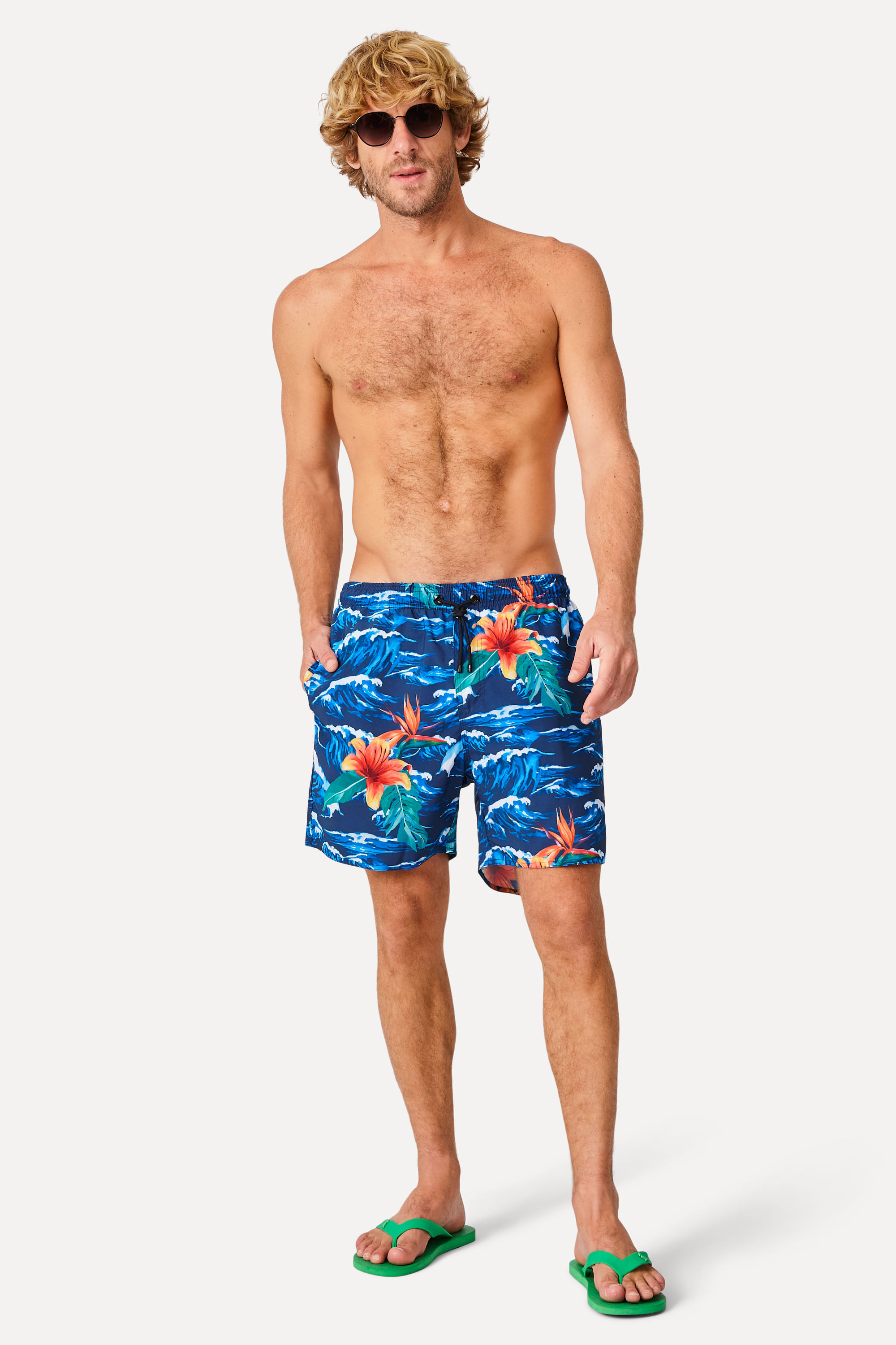 Short Praia Estampado Waves Escura