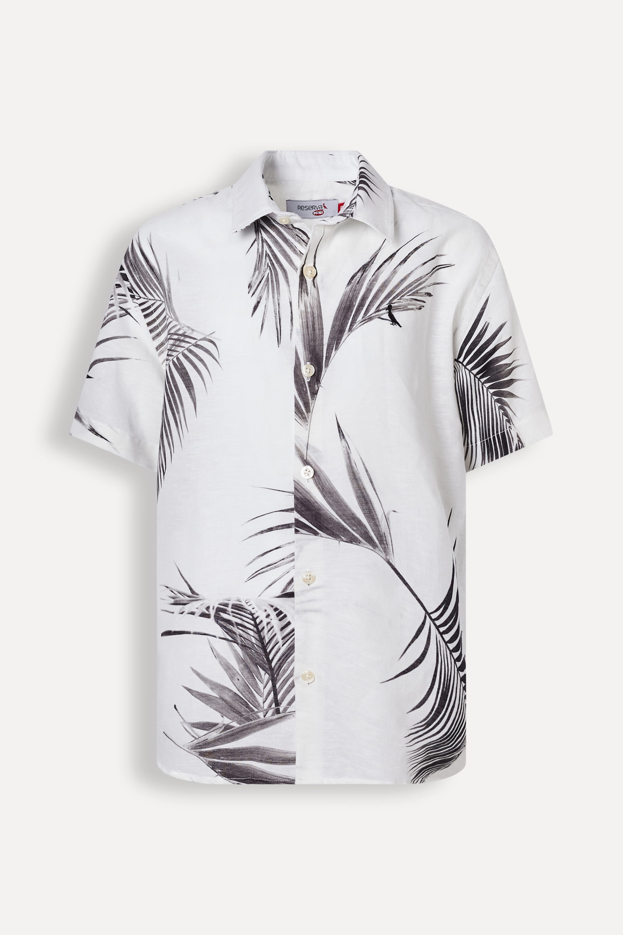 Camisa Mini Mc Linho Folhagem Respiro