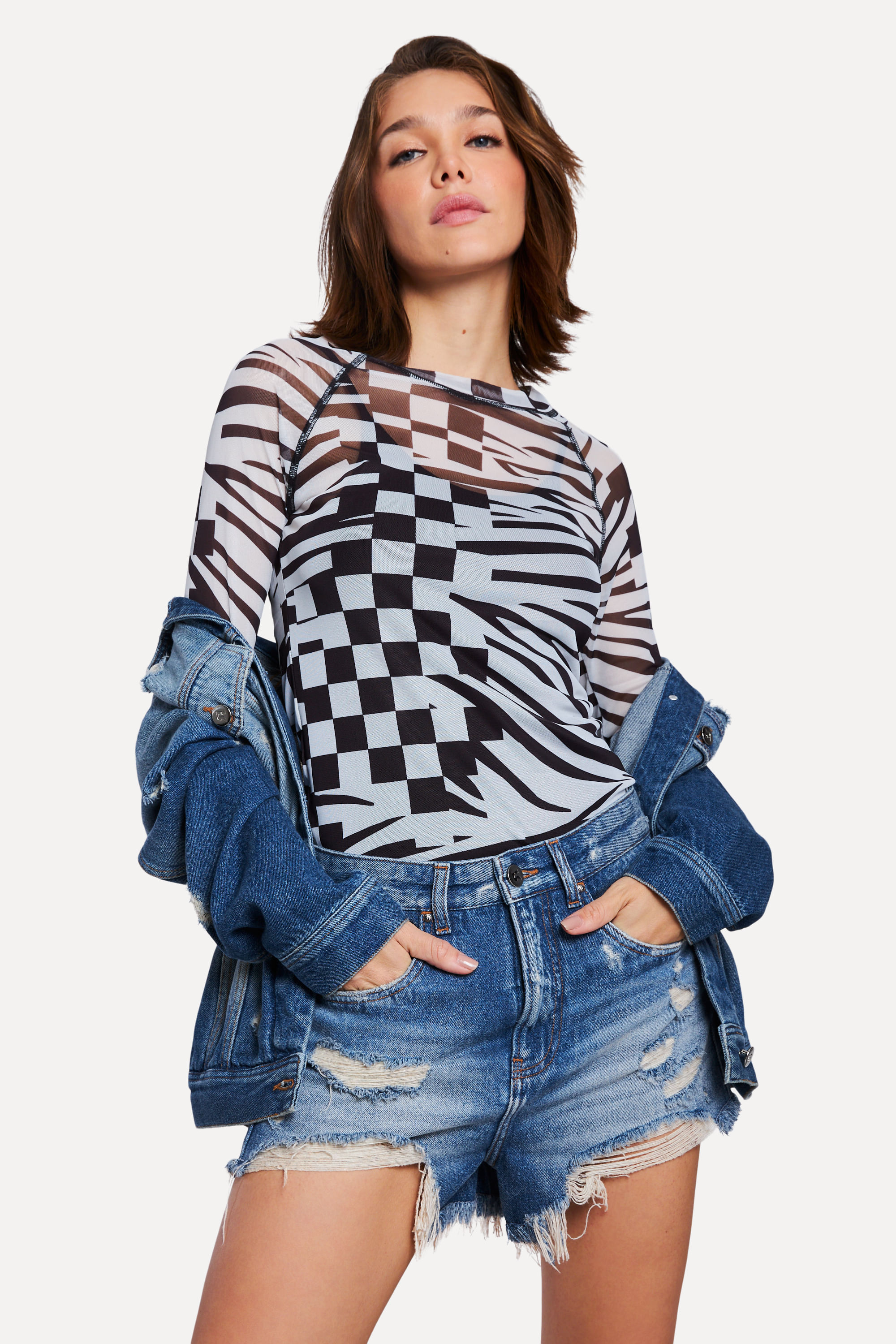 Blusa Tule Zebra Ml