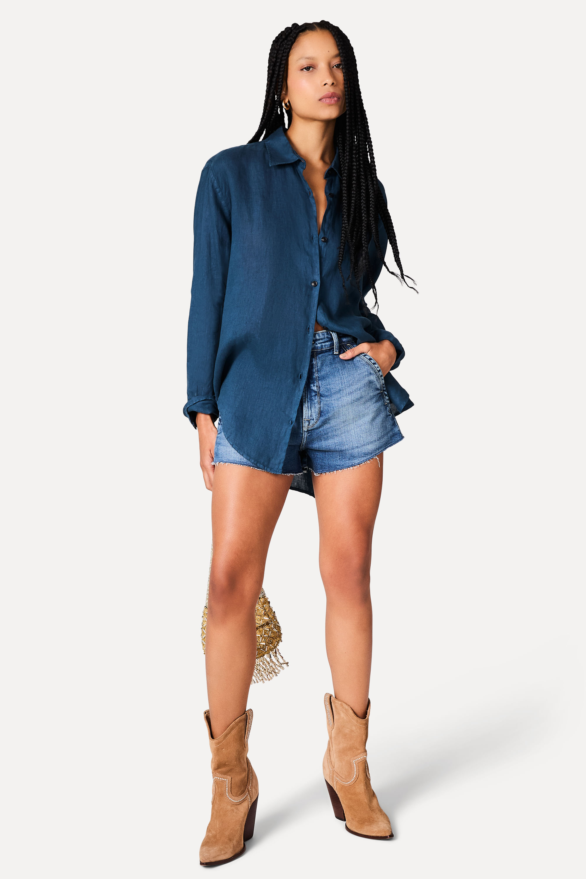 Short Jeans Boyfriend Medio Blue