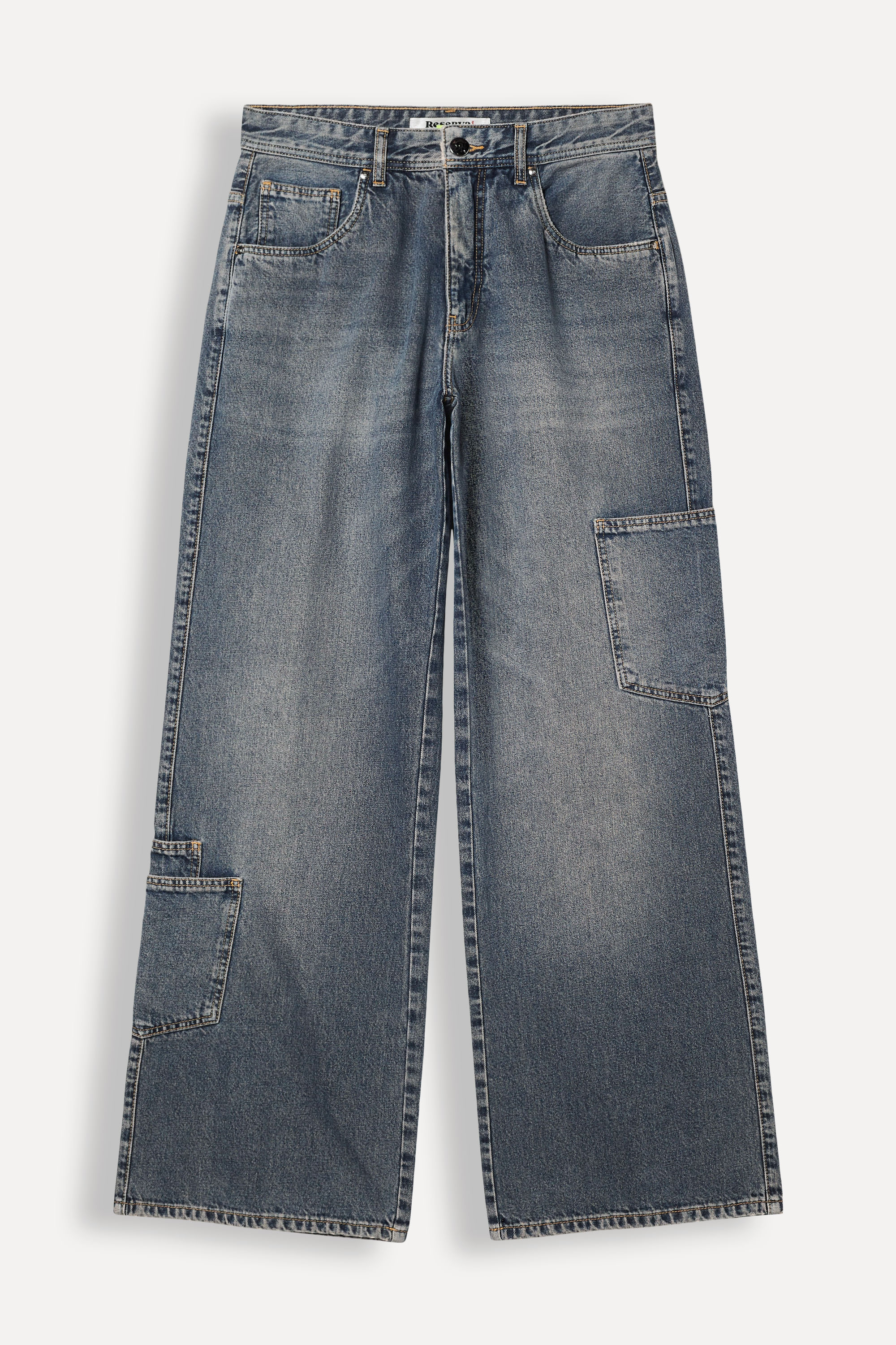 Calca Jeans Super Wide Leg Bolso Lateral