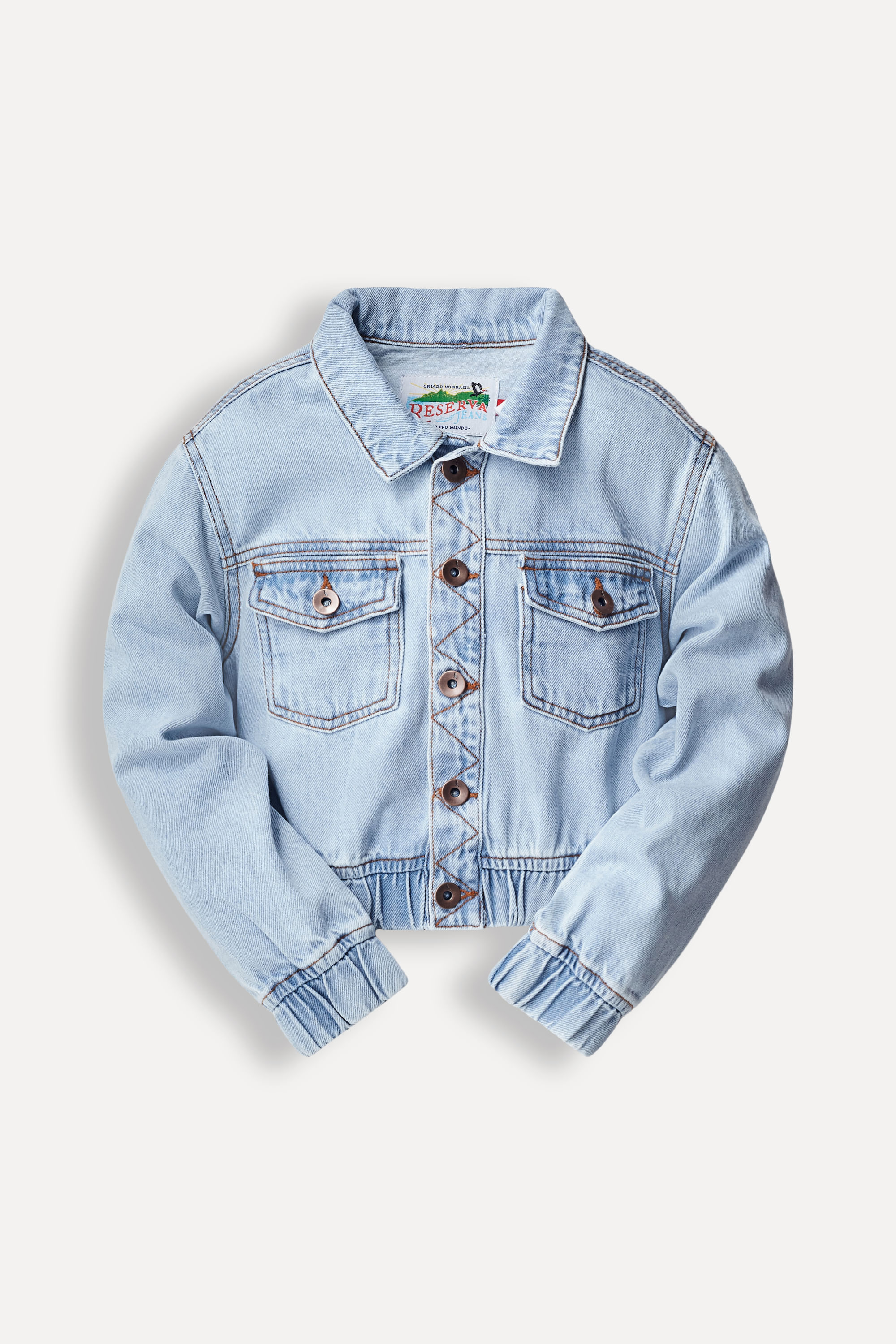 Jaqueta Menina Jeans Cropped Elastico