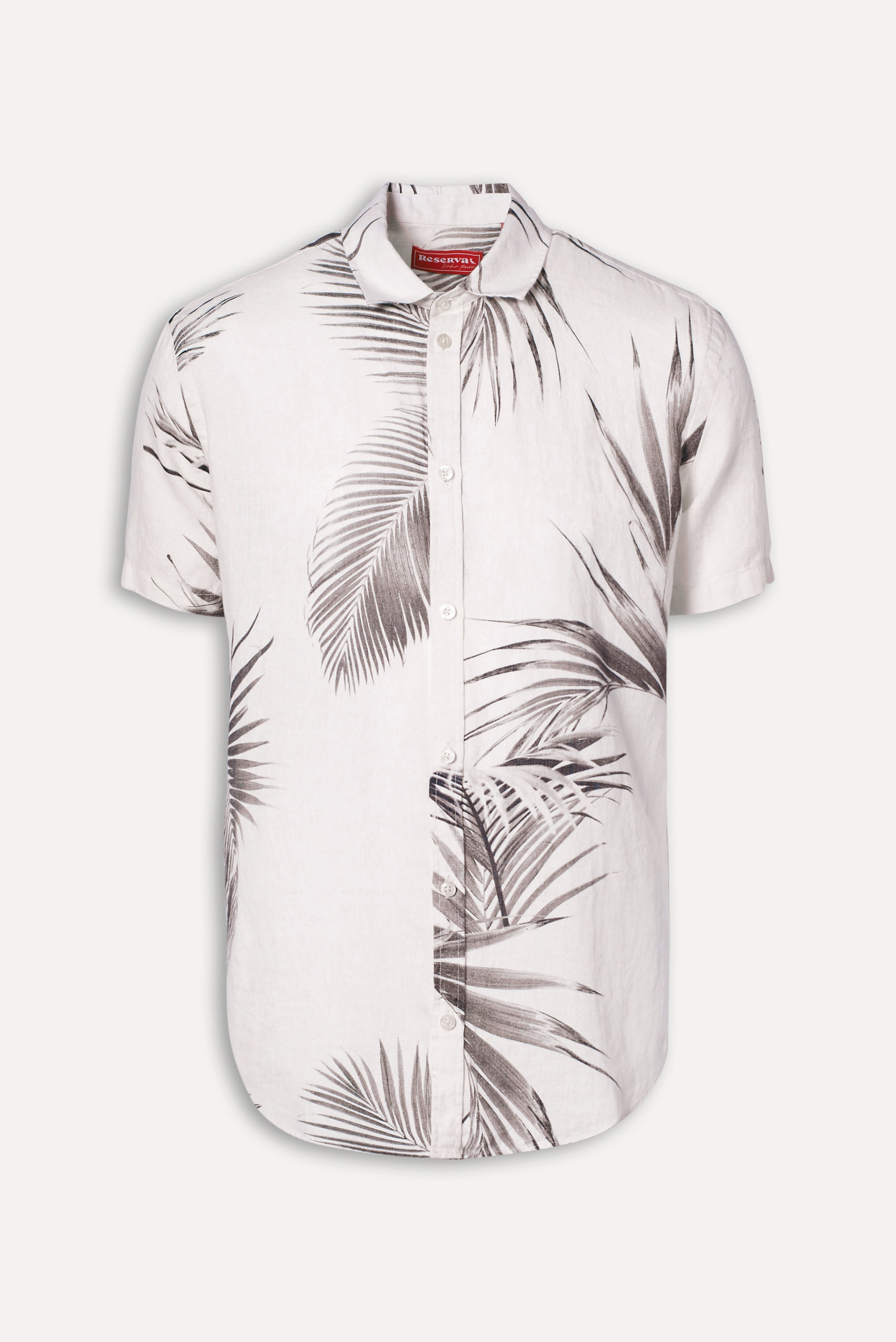 Camisa Mc Linho Estampa Folhagem Respiro