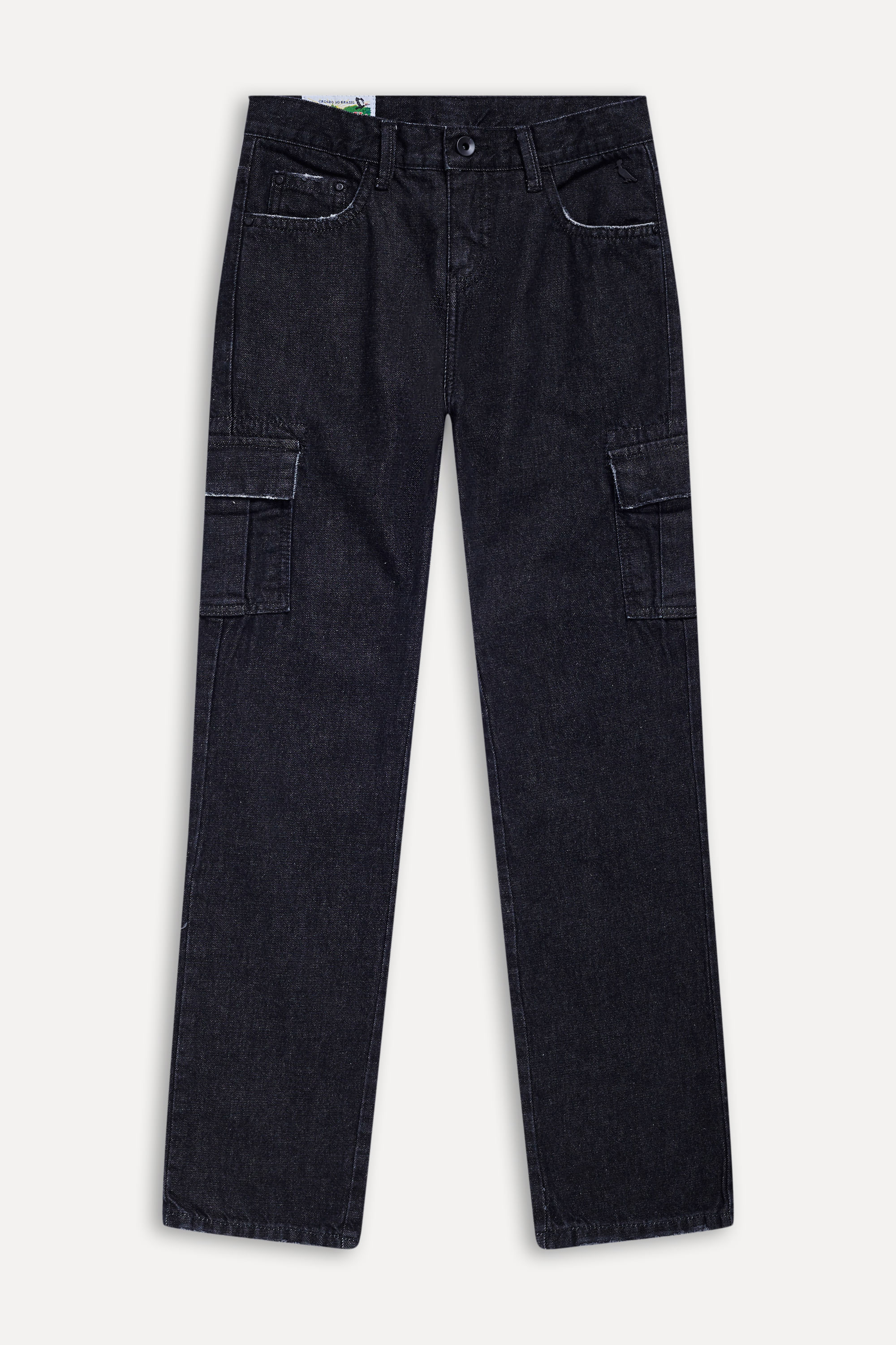 Calca Mini Jeans Black Cargo