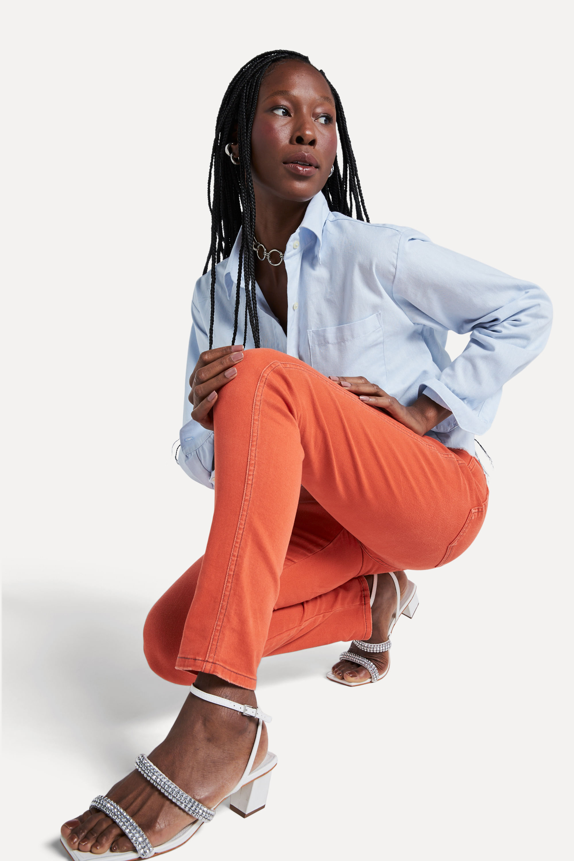 Calca Sarja Skinny Color High