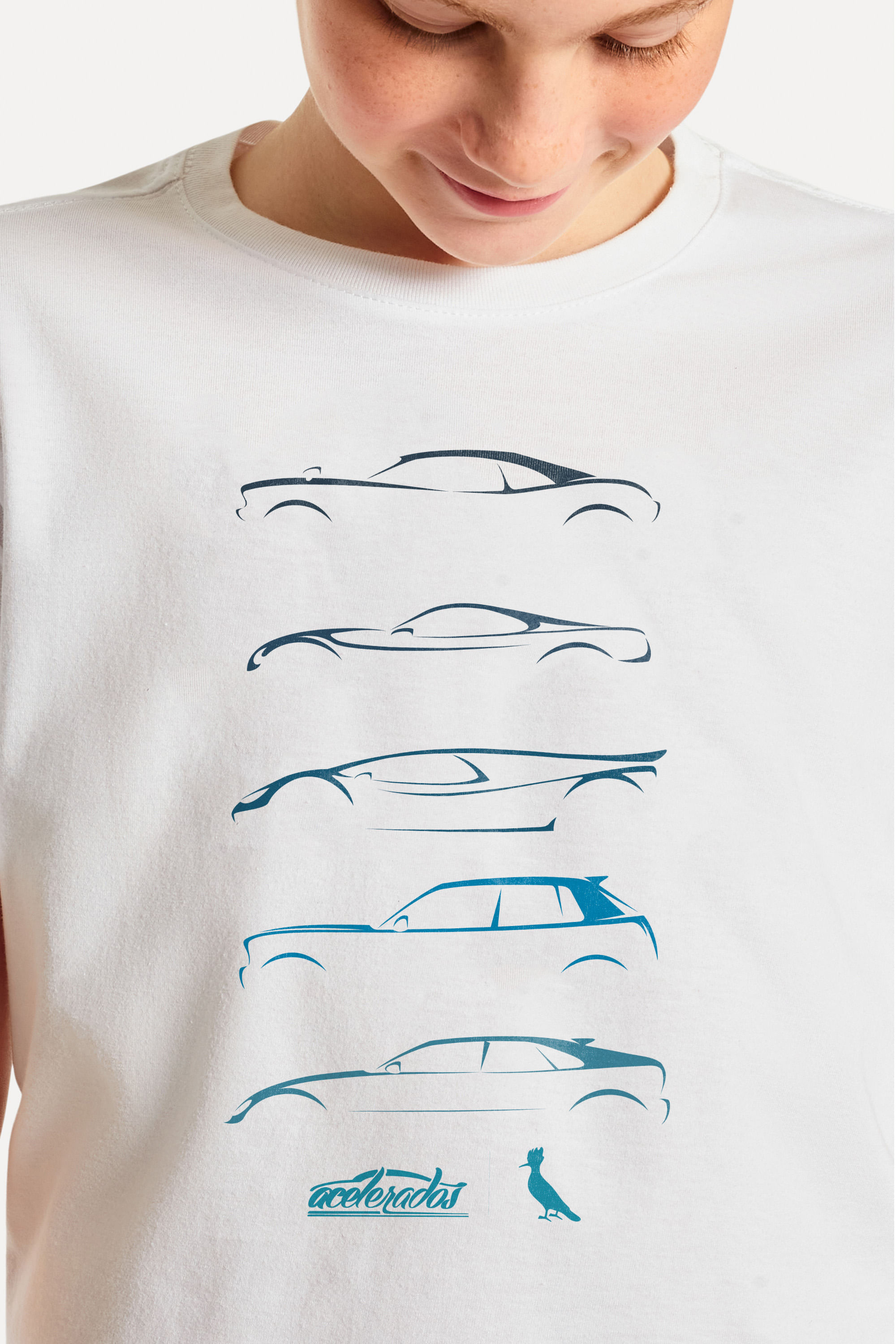 Camiseta Mini Est Silhueta Carros Azuis